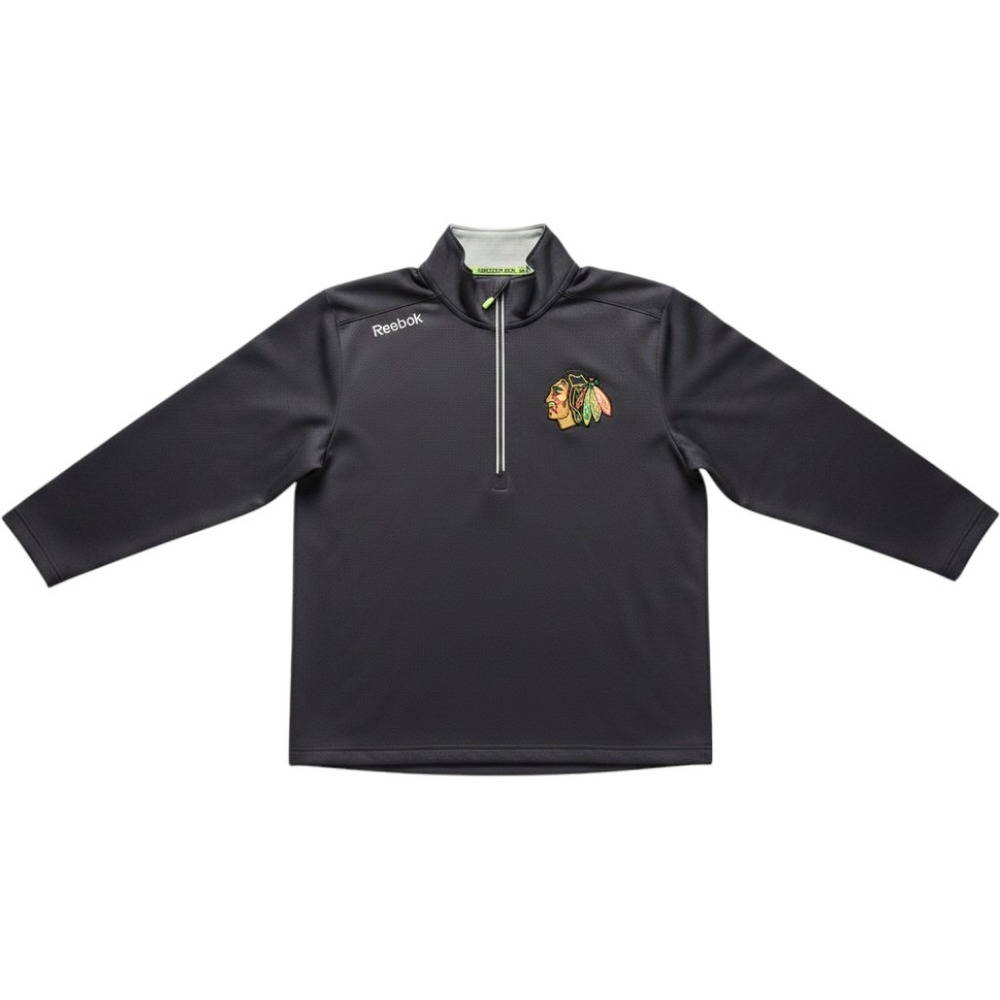 Reebok Chicago Blackhawks Center Ice Quarter Zip Pullover Mens Small Black Gray